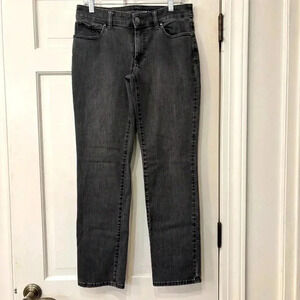 Chicos Womens Size 0 .5 (size 6) Regular Straight Leg  Black/Grey Jeans